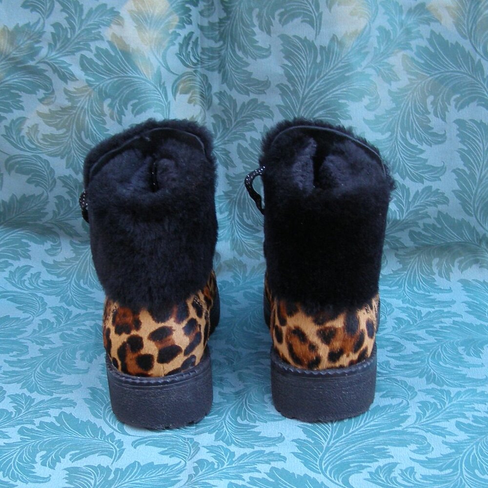 🤎🖤 J. Crew size 8-8.5 Nordic Boots in Leopard Calf Hair - Picture 6 of 12